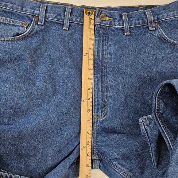 Carhartt Flannel Lined Jeans Mens 44x32 Relaxed Fit Denim Straight Workwear B172 - Picture 8 of 10